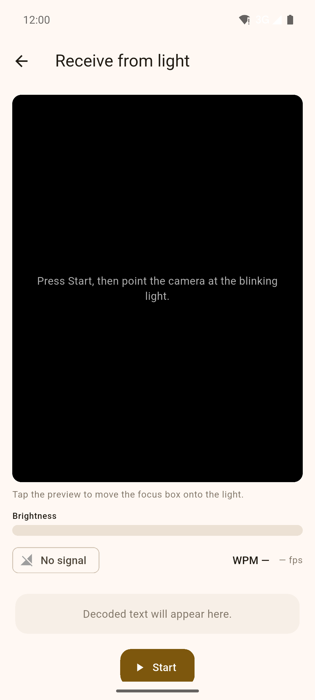 Receive from light: aim the camera at a blinking light